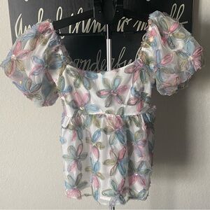 Momni Smocked Back Babydoll Top NWT